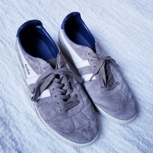 Gola Classics Men's Hurricane Suede Sneakers Navy/Off White/Brown Rhino - Picture 3 of 7